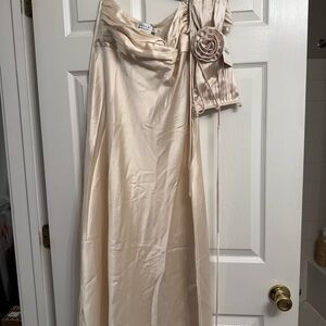 Cream Silk Two Piece Set